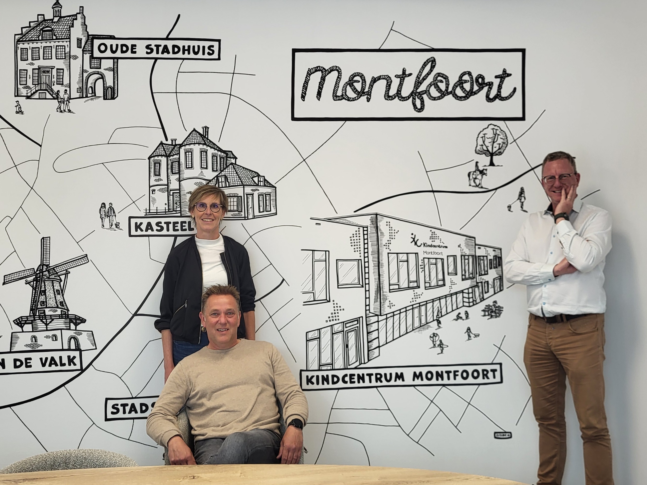 Kc montfoort Jack Hazen staand Willeke Smit en Eric van der Wal zittend