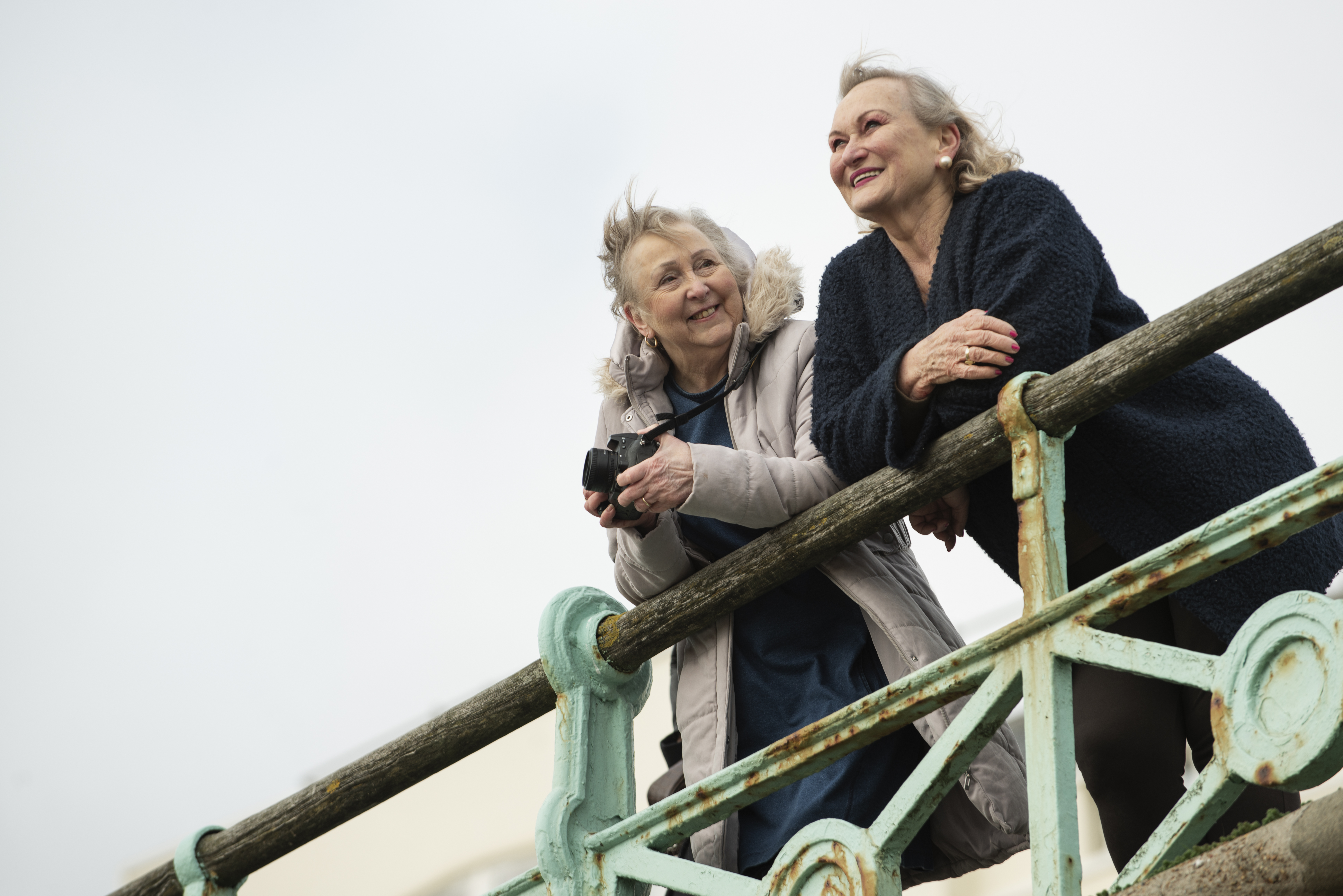 Medium shot smiley women outdoors